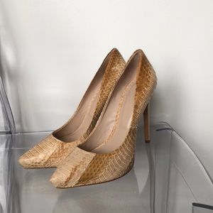 Nude Snakeskin Pumps